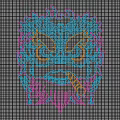 Traditional Lion Head Shaped Decorative Light With Colorful Red And Cyan Intricate Lines