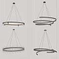 Modern Sleek Chandelier Designs Showcasing Circular Ring And Layered Illuminated Structures 3d model