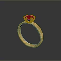 Statement Polished Gold Ring With Red Gemstone And Elegant Design