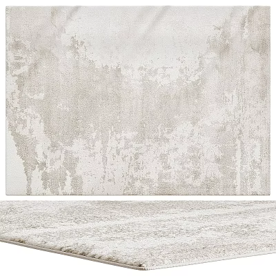 Modern Cream Square Rug With Distressed Textured Pattern For Living Room 3d model