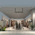 Clothing Store Interior Design With Clothing Racks Mannequins Decorative Plants And Modern Lighting