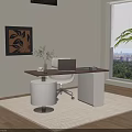 Modern Desk and Chair Combination Computer Book Ornaments 3d model