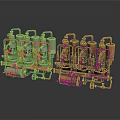 Industrial Processing Equipment With Green Brown Pipes Valves And Tanks
