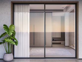 Modern sliding door Changhong glass sliding door 3d model