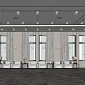 Elegant Hotel Public Lounge With Comfortable Sofa Seating Large Windows And Decorative Carpet