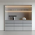 Modern Sleek Sideboard With Drawers Cabinets LED Lighting And Small Appliances