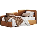 Modern Plush Upholstered Kids Bed With Cozy Bedding In Two Popular Colors Pink And Blue