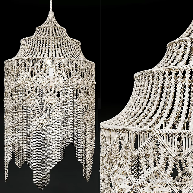 Decorative Macramé Chandelier Handmade with Intricate Woven Patterns and Fringe Details 3d model 
