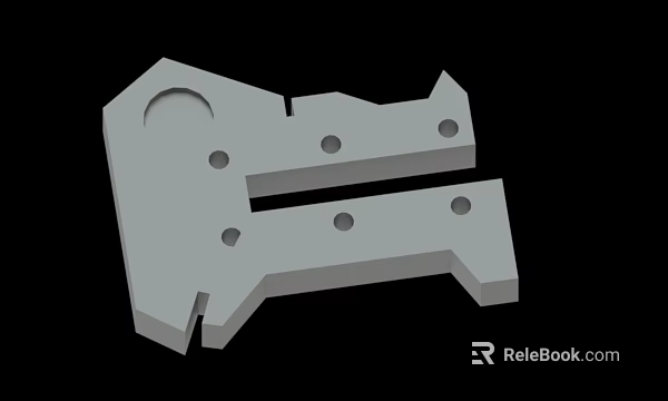 Gray Mechanical Structural Component With Multiple Holes And Irregular Design 3d model 