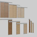 Wooden Slat Screens With Different Colored Wood Panels And Metal Frames 3d model