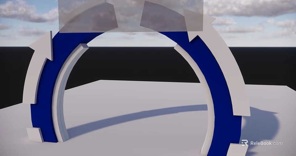 Modern Archway Blue And White Circular Geometric Structure For Home Interior 3d model 