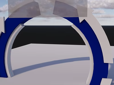 Modern Archway Blue And White Circular Geometric Structure For Home Interior 3d model
