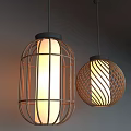 Modern Minimalist Pendant Lights With Cage Shaped And Spherical Designs And Striped Patterns