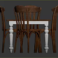 Classic Wooden Dining Table With White Legs And Six Matching Chairs