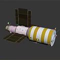 White And Yellow Spacecraft Module Equipment With Solar Panels And Antennas