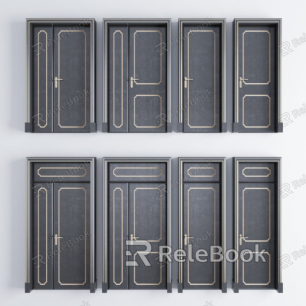 New Chinese-style door-and-door combination of solid wood baking varnish tracing gold door with single door model