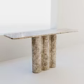 Elegant Modern Marble Console Table With Cylindrical Columns And Sleek Surface 3d model