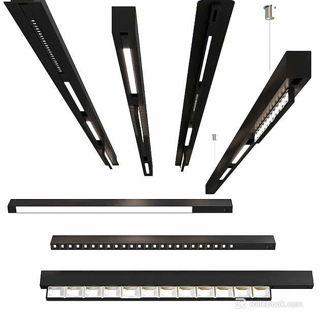 Modern Black Linear Downlights And Spotlights For Interior Lighting Fixtures 3d model 