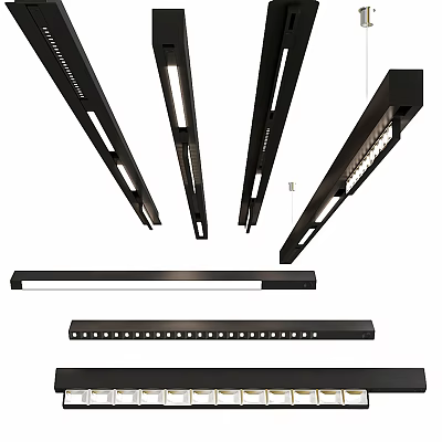 Modern Black Linear Downlights And Spotlights For Interior Lighting Fixtures 3d model