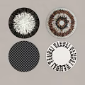 Round Rugs With Patterned Designs Including Radial Checkerboard And Textured Prints 3d model