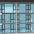 Modern Style Multi Story Residential Building With Neatly Arranged Glass Windows And Dark Frames