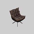 Brown Tufted Accent Chair With Plush Cushion And Black Metal Base