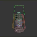 Vintage Kerosene Lamp With Rustic Metal Frame And Glass Shade As Household Living Supply