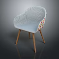 Modern Woven Leisure Chair with Colorful Patterns and Wooden Legs Design