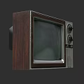 Vintage Television Set With Wooden Case And Control Knobs On Dark Background 3d model
