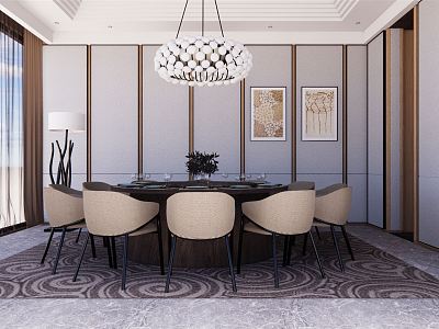 Modern private hotel box dining table combination background wall model