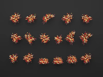 Decorative Vase Flowers with Red Yellow Orange Petals Arranged in Rows for Home Decor 3d model