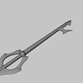 Black Spear With Red Decorative Accents And Purple Ring Detail Design