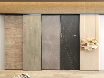 Modern Wall Panels With Various Wood And Marble Textures For Interior Decor 3d model