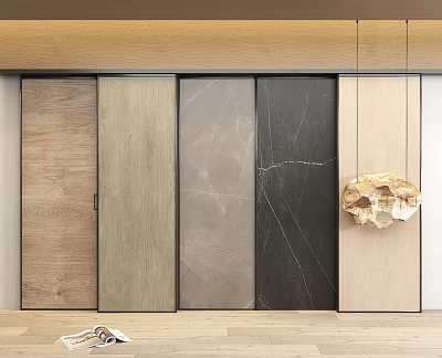 Modern Wall Panels With Various Wood And Marble Textures For Interior Decor 3d model