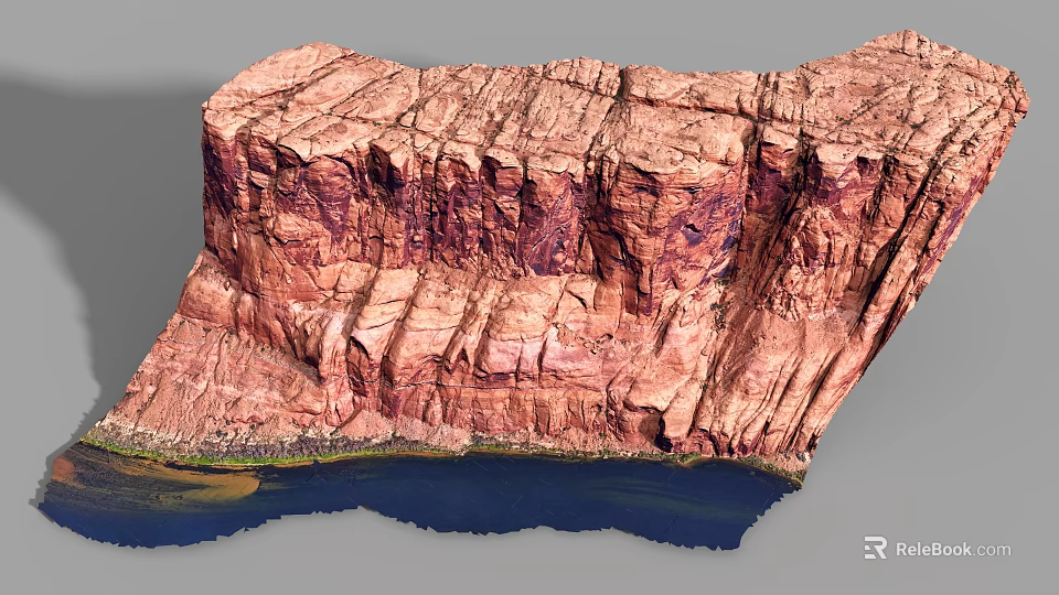 Detailed Micro Terrain Model Featuring Layered Rock Texture And Reddish Brown Geological Features 3d model 
