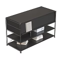 Sleek Black Entryway Console Table With Metal Frame And Storage Shelves