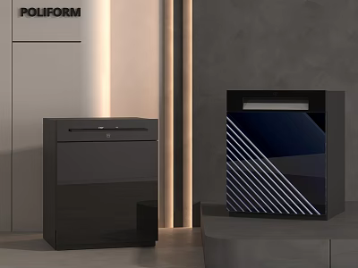 Sleek Modern Poliform Kitchen Appliance With Black Cabinet And Geometric Pattern 3d model
