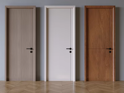 Modern Bedroom Single Door Minimalist Flat Door Solid Wooden Door Antique Single Door Simple Flat Door 3d model