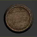 Classic Rustic Wooden Barrel With Metal Hoops And Natural Wood Texture