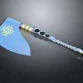 Decorative Battle Axe With Blue Blade Golden Celtic Knot And Twisted Silver Handle