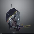 3D Fantasy Creature Model With Blue Body Glowing Details Muscular Limbs And Tail