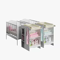 White Baby Crib with Matching Changing Tables Storage Shelves Pink Blue Towels and Baby Supplies