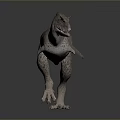 Gray Textured Dinosaur Creature 3D Model With Standing Pose On Dark Gradient Background 3d model