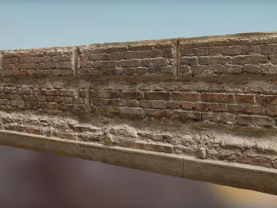 Vintage Brick Building Exterior Wall With Weathered Texture And Natural Tones 3d model
