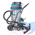 Industrial Wheeled Vacuum Cleaner With Metal Tank Blue Red Hose And Cleaning Head