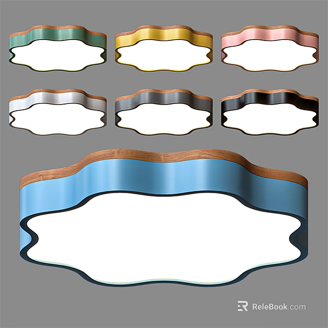 Modern Ceiling Lights with Various Color Options and Curved Border Designs 3d model