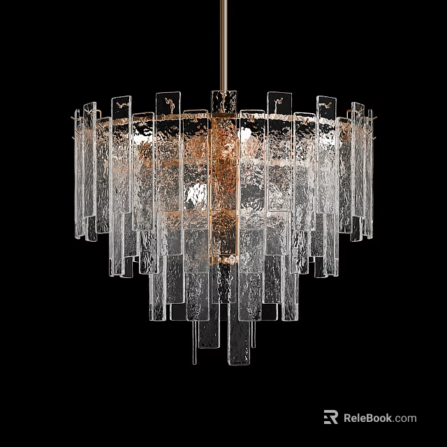 Modern Transparent Glass Chandelier With Hanging Sleek Design And Crystal Like Appeal 3d model 
