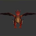 Striking Fantasy Red Dragon Character With Spread Wings Golden Scales And Sharp Horns
