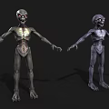Game Movie Character Design With Glowing Red Eyes Slim Skeletal Body And Color Variants