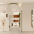 Modern Fashion Store Interior Design With White Arched Doorway Mannequins And Green Plants